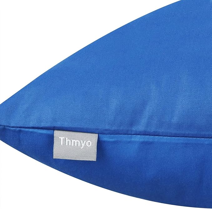 Thmyo 4-Pack 100% Cotton Comfortable Solid Decorative Throw Pillow Case Square Cushion Cover Pillowcase Sublimation Blank Pillow Covers DIY Throw Pillowcase for Sofa Bedroom(18x18 inch/ 45x45cm,Blue)