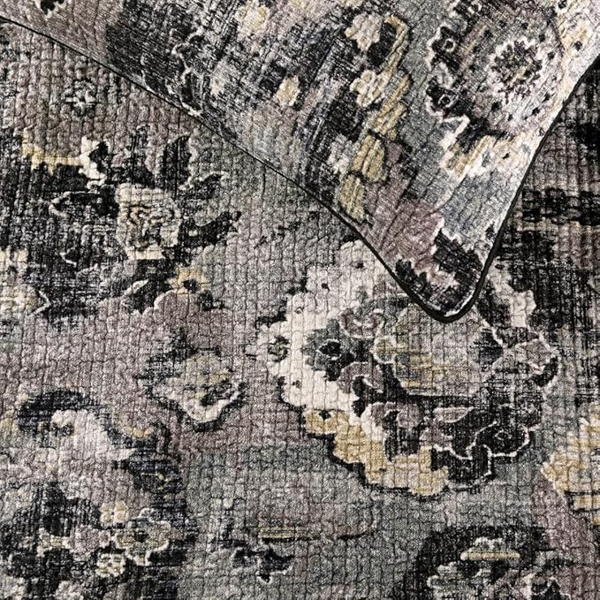 The HomeCentric Decorative Black & Grey Twin 53 x 18 inch Bed Runner Without Pillow Cover, Velvet Damask with Tassels Bed Scarf, Abstract Modern - Paved Damask