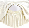 Ivory Wrap Around Bed Skirts with 16" Drop - Three Sides Fabric Adjustable Elastic Dust Ruffle Silky Soft -600 TC Stretchy Bed Skirt-Full(54"X 75") Ivory