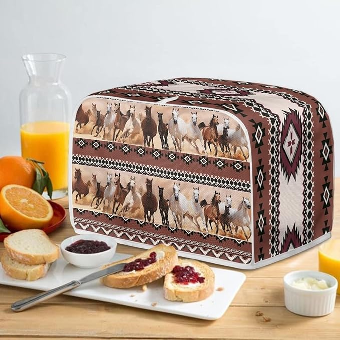 ZFRXIGN Boho Horse Toaster Cover 4 Slice Toaster Dust Cover Small Appliance Covers Toaster Oven Cover Dust Cover Kitchen Decorative Protector for Women Gifts Tribal Aztec