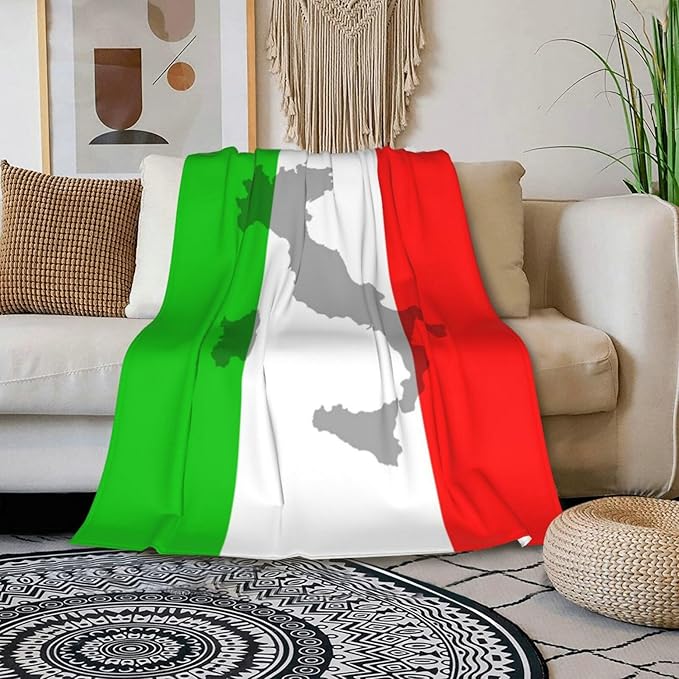 HGOD DESIGNS Italian Flag Flannel Fleece Bed Blanket Throw Blanket Lightweight Cozy Plush Blanket for Bedroom Living Rooms Sofa Couch 50"x60"