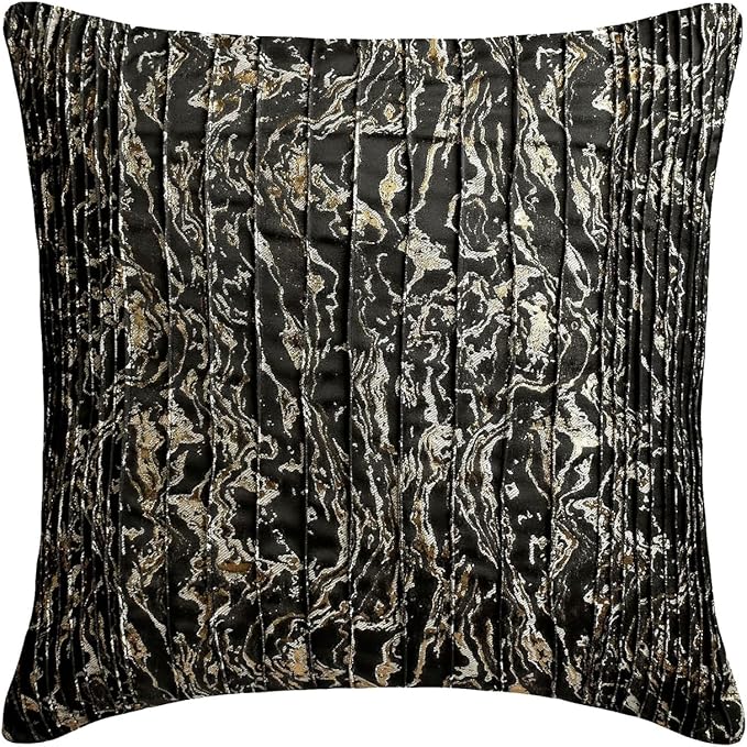 The HomeCentric King/Queen/Twin Black Decorative Bed Runner King 90"x18" Bed Runner Without Pillow Cover, Marble Pattern, Pintucks, Quilted Bed Scarf on Jacquard Fabric - Stellaris