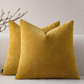 a moment Pack of 2 Decorative Chenille Throw Pillow Covers with Twill Cushion Covers for Sofa Living Room Couch Bed 22x22 Inch Yellow