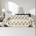 MEETSKY Oversized Sofa Cover Couch Cover for Sectional Sofa, Modern Jacquard Sofa Slipcover Loveseat Futon Cover, Pet Couch Cover Washable Couch Protector, Khaki Checkerboard
