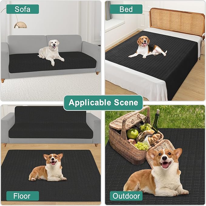 Foxdecor Couch Cover Sofa Covers Washable, Dog Bed Cover Couch Covers for 3 Cushion Couch Sofa Pet Friendly, Dog Couch Cover Furniture Covers for Pets.(Black 32x53 inch)