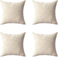 Decorative Throw Pillow Covers 18x18 Inch Set of 4, Soft Solid Farmhouse Chenille Couch Pillows, Spring Pillow Covers for Couch Sofa Bed Living Room Home Decor Pillowcase, Cream White