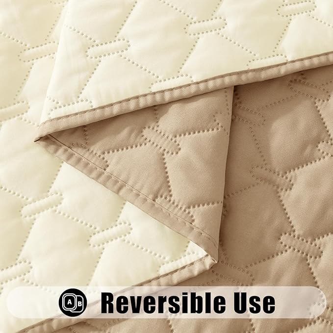 Smiry Waterproof Dog Bed Cover Blanket, Soft Reversible Pet Blanket, Washable Leakproof Cats Dogs Couch Cover for Sofa, Couch, Furniture, Plaid (30x70 Inch, Camel/Beige)