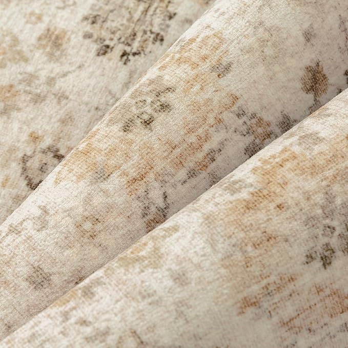 Beige 2x3 Entryway Area Rug Machine Washable Doormat Kitchen Vintage Distressed Non Slip Carpet Indoor Traditional Floral Accent Throw Small Rug for Bathroom Office Bedroom Living Dining Room
