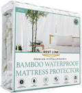 Full Size | Waterproof Mattress Protector | Hypoallergenic, Cooling Mattress Pad Cover, Fitted Sheet Style up to 18" Deep | 100% Viscose from Bamboo | by Rest Line Premium Bedding