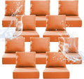 6" Thicker Outdoor Chair Cushion 10 Sets - 24" *24" *6" Waterproof Patio Furniture Cushions with Removable Cover, 28D High Density Sponge Filling Thicken Outdoor Patio Cushions - Orange
