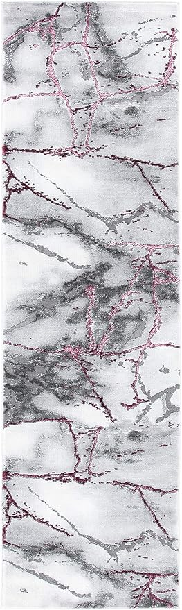 SAFAVIEH Craft Collection Runner Rug - 2'3" x 12', Grey & Wine, Modern Abstract Design, Non-Shedding & Easy Care, Ideal for High Traffic Areas in Living Room, Bedroom (CFT877S)