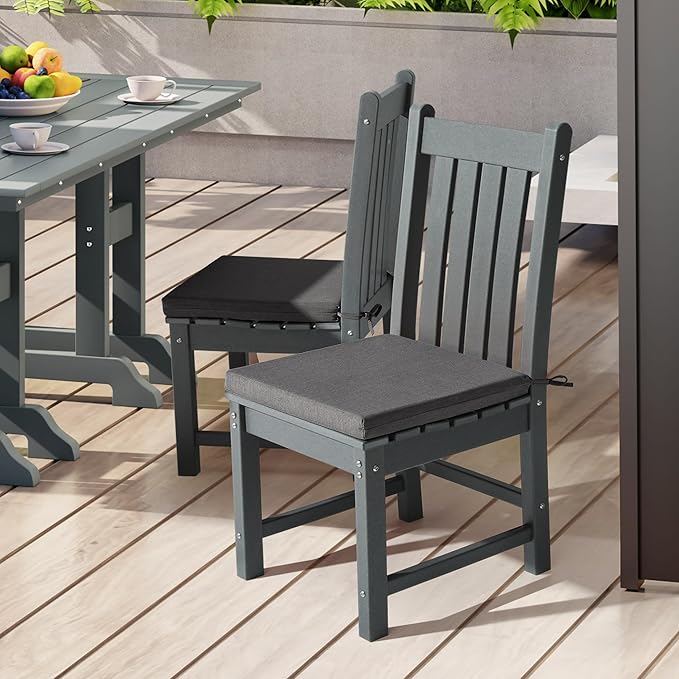 WestinTrends Solace Outdoor Patio Kitchen Dining Chair Square Seat Cushions Set of 4, 19 x 18, Grey