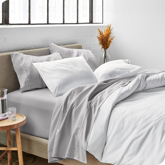 Bare Home California King Sheet Set - 1800 Ultra-Soft Microfiber Cal King Bed Sheets - Double Brushed - Deep Pockets - Easy Fit - 4 Piece Set - Bed Sheets (California King, Light Grey)