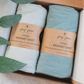 Bedside Sleeper Bassinet Sheets for 32 x 19 Inch Mattress Pad – Compatible with Ronbei, Pamobabe, Nordmiex Bassinet – 100% Jersey Cotton – Light + Dark Sage Green – 2 Pack