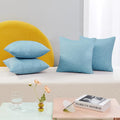 Deconovo Decorative Throw Pillow Covers - Set of 4 Soft Linen Cushion Covers, 18x18 Inch, Green & Machine Washable Pillowcases for Sofa, Bedroom, Living Room Décor, Coral Green,COVERS ONLY, No Inserts