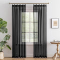 MAIHER Pinch Pleat Curtains 84 Inches Long, Light Filtering Breathable Black Sheer Curtains Soft Touch Pleated Drapes with Adjustable Hooks for Bedroom, Black, 42" W x 84" L, 2 Panels