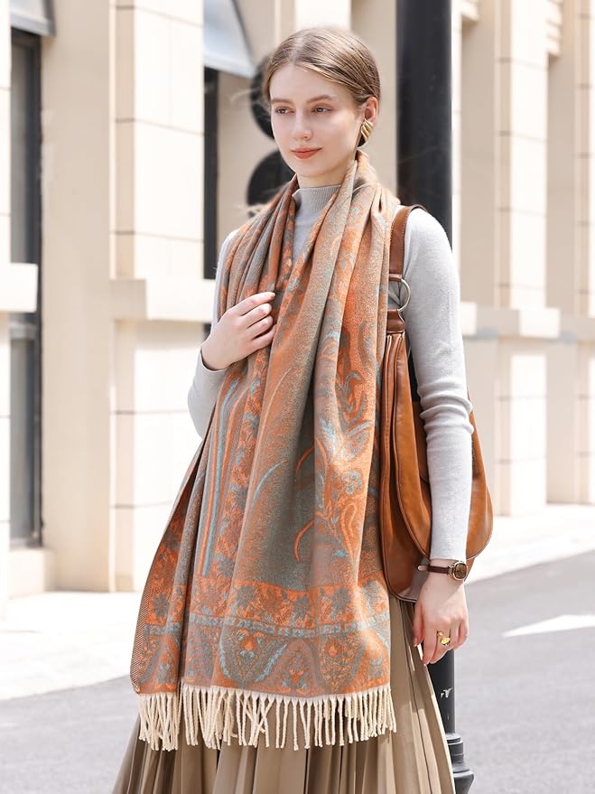 Wander Agio Warm Fashion Scarf Long Shawl Large Blanket Winter Wraps Scarves for Women Cashmere Jacquard Vintage Paisley