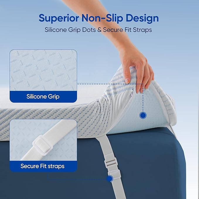 3 Inch Queen Size Gel Memory Foam Mattress Topper High Density Cooling Pad Pressure Relief Bed Topper with Removable & Washable Cover - Nanoocool™