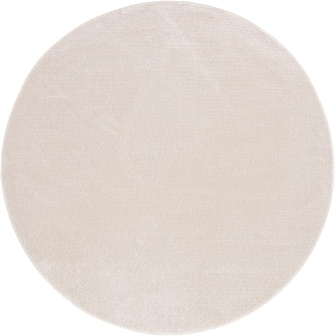 SAFAVIEH Revive Collection Area Rug - 6'7" Round, Beige, Solid Design, Non-Shedding & Easy Care, Ideal for High Traffic Areas in Living Room, Bedroom (REV102B)