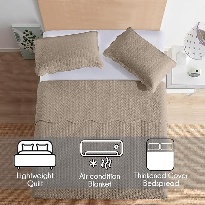 IR Imperial Rooms 8 Pack California King Quilt Bedding Set (118"x106") - Bulk Wholesale for Hotels, Guest Bedroom & Airbnbs - Lightweight Microfiber Reversible Embossed Quilts Bedspread (Beige)