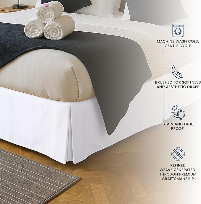 Utopia Bedding Twin Bed Skirt - 20 Pack - Soft Quadruple Pleated Ruffle - Easy Fit with 15 Inch Tailored Drop - Hotel & B&B Quality, Shrinkage and Fade Resistant (Twin, White)