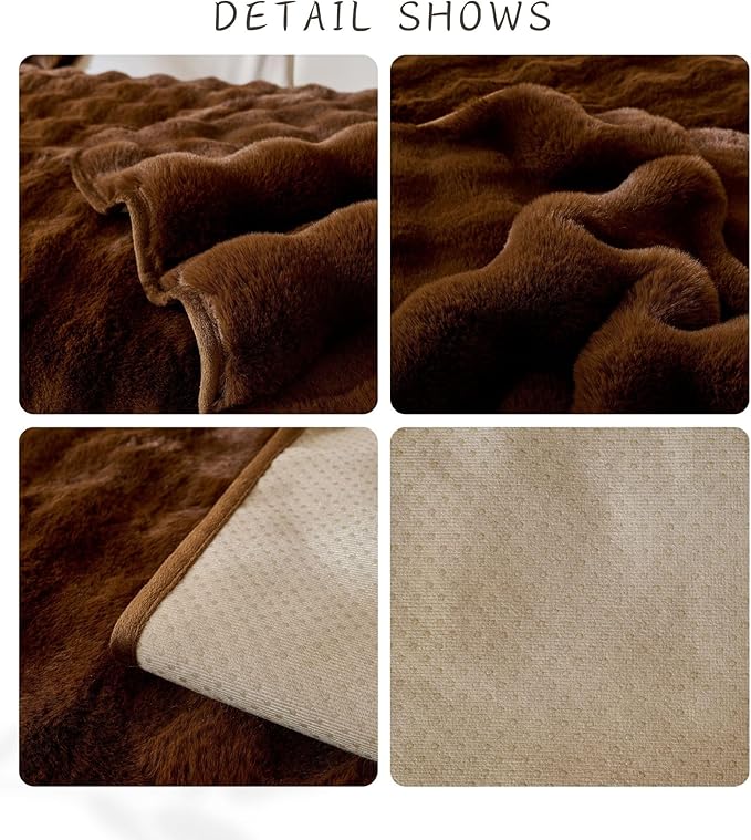 Faux Fur Couch Cover Fuzzy Soft Plush Thick Bubble Sofa Cover Luxury Sectional Couch Covers Luxury Anti-Slip Sofa Slipcover Washable Furniture Protector (Coffee,36"x82")