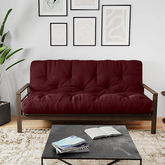Royal Sleep Products by The Futon Factory 6 inch Foam Futon Mattress - Solid Burgundy Cover - Twin Size - CertiPUR Certified Foams - Made in USA - Replacement Mattress - (Frame not Included)
