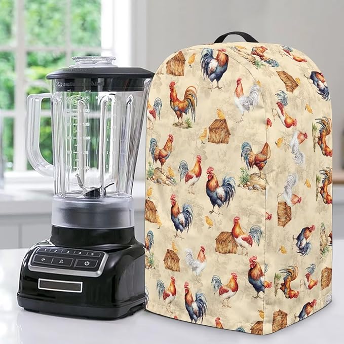 Chicken Rooster Blender Cover Kitchen Blender Dust Covers with Drawstring Food Processor Dust Covers Stand Mixer Case Coffee Maker Appliance Cover for Home Kitchen Indoor