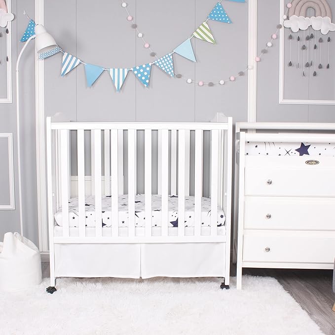 Belsden Pack of 3 Mini Crib Sheet Set, Pack N Play Sheet Set for Baby Boys and Girls, Cloudy Soft Touch and Machine Washable, Fitted Playard/Portable Crib Sheet, White Star & Navy & Navy Star