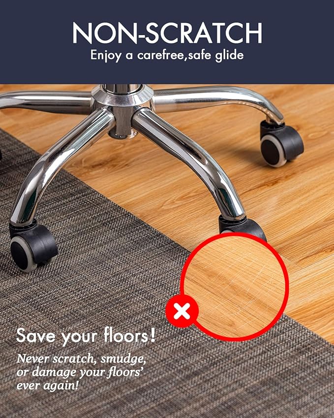 Office Chair Mat for Hardwood Floor Under Desk Computer Rolling Chair Mat for Wood/Tile Floor Non-Slip Heavy Duty Desk Rug PVC Plastic Hard Floor Protector 46"x 60" (Dark Walnut)