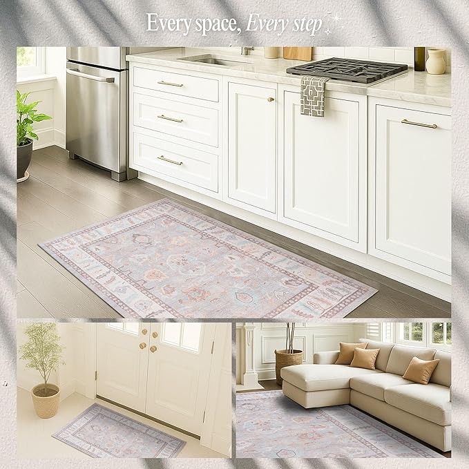 Fame Rugs Brown Modern Oushak Rug 8x10, Vintage Turkish Colorful Oriental Washable Antique Inspired Large Area Rugs, Luxury Living Room Bedroom (382MB, 7'6 x 10')