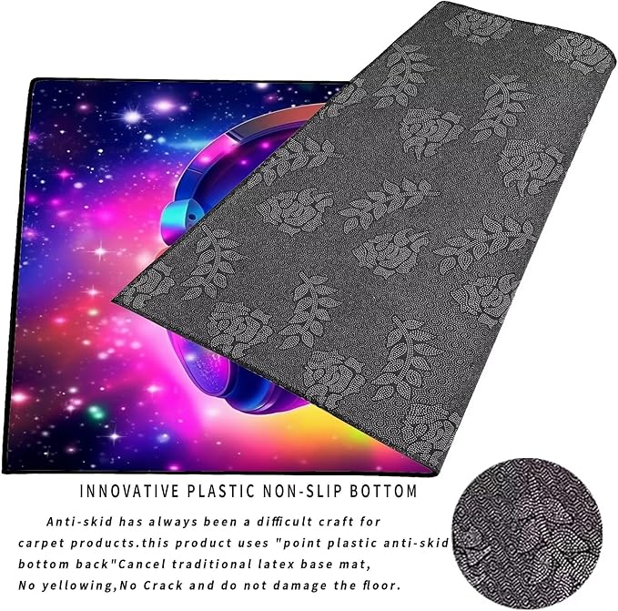 6' x 9' Galaxy Game Area Rug Large Music Headphone Rugs Space Colorful Throw Rug Non-Slip Carpet Doormats for Living Room Bedroom Apartment Dorm Floor Mat,180 X 275cm