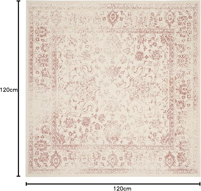 SAFAVIEH Adirondack Collection Area Rug - 10' Square, Ivory & Rose, Distressed Vintage Floral Design, Non-Shedding & Easy to Clean, Ideal for Living Room, Bedroom, Dining Space (ADR109H)