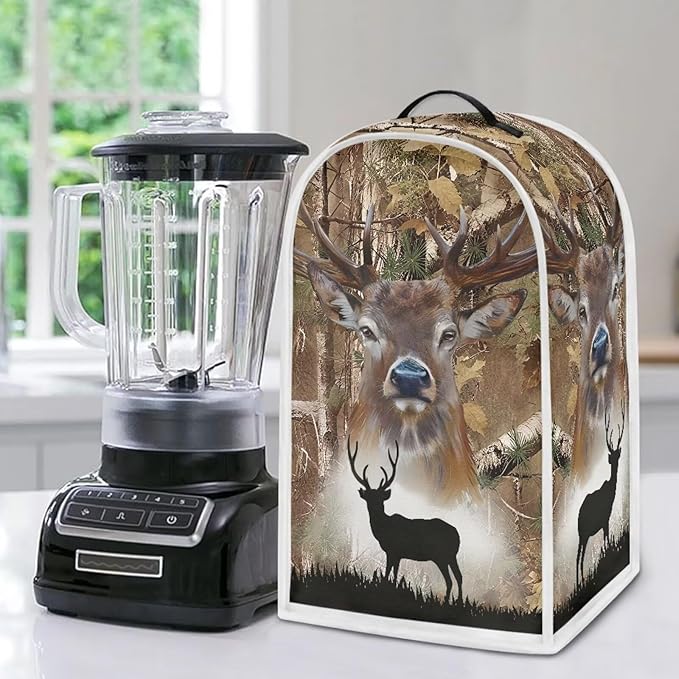 Talayituse Elk Hunting Camo Forest Print Blender Dust Cover, Fingerprint Protection Cover for Stand Mixer or Coffee Machine, Home Kitchen Appliance Covers for Stain Dust Resistant Supplies