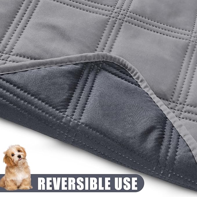 Smiry Waterproof Dog Bed Cover Blanket 40x90, Soft Reversible Pet Blanket, Washable Leakproof Cats Dogs Couch Cover for Sofa, Couch, Furniture, Lattice, Grey/Dark Grey