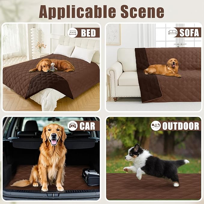 Smiry Waterproof Dog Bed Cover Blanket 40x50, Soft Reversible Pet Blanket, Washable Leakproof Cats Dogs Couch Cover for Sofa, Couch, Furniture, Lattice, Brown/Chocolate