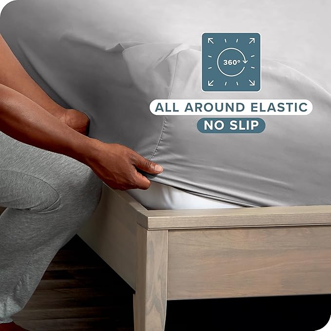 Bare Home 2-Pack Fitted Bottom Sheets Full - Premium 1800 Ultra-Soft Wrinkle Resistant Microfiber - Deep Pocket (Full, Light Grey)
