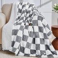 Heated Electric Blanket Twin Size, 62X84 Heating Blanket with 10 Heat Level & 8 Hours Auto Off, Light Gray Checkered Plaid Soft Fleece Sherpa Blankets Warmer Gifts for Couch Grandma Women Adults