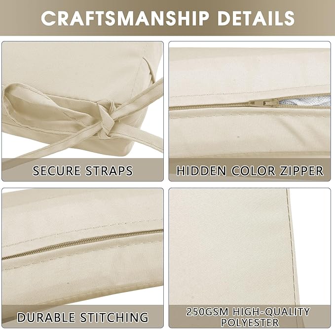 Outdoor Seat Cushion Set 19 x 19 In, Water-Resistant & Fade-Resistan, Patio Furniture Cushions with Removable Cover Deep Seat & Back Cushion with Handle and Adjustable Straps for Chair Sofa,1PC
