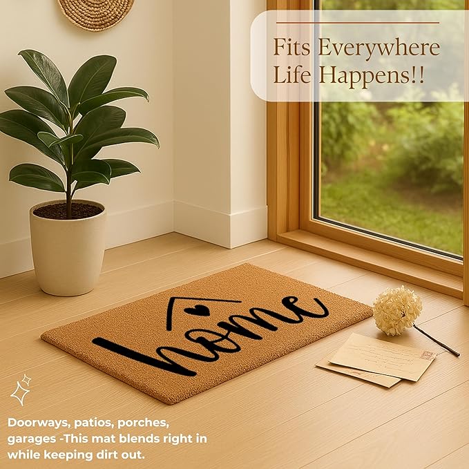 Coir Door Mats 17" X 30", Non-Slip Sturdy, PVC Backed Heavy Duty, Easy to Clean, Ideal for Door Entrance, Patio, Porch, Backyard, Garages, A Home Made of Love