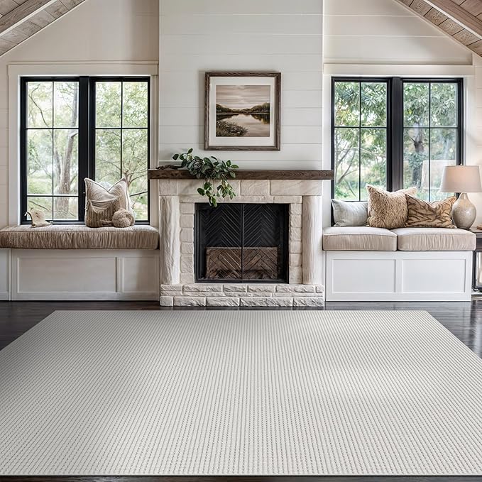 Beverly Rug Micro Loop Area Rug White 6x9 Modern Luxury Soft Trellis Geometric Durable Indoor Area Rugs for Living Dining Room Office Stain Resistant Non Shedding Casual Indoor Carpet White 6 x 9