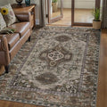 Tangsoo Washable Rug 4x6 Area Rug, Oriental Rug Indoor for Living Room, Non Slip Machine Washable Large Rugs, Soft Print Distressed Grey Carpet for Bedroom Dining Room Dorm Office