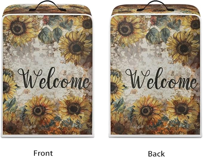 Mumeson Sunflower Coffee Maker Cover, Modern Stand Blender Mixer Juice Machine Covers, Coffee Beans Design Extra Large Lightweight Kitchen Appliance Covers with Handle