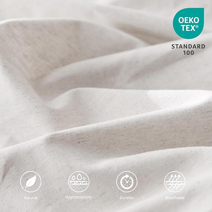 BISELINA French Linen Pleated Bed Skirt, 14" Tailored Draped Natural Linen-Cotton Blend Basic Dust Border Soft Comfort Farmhouse Bedding (14" King, White)
