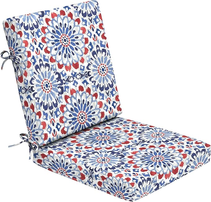 Arden Foam Outdoor Dining Chair Cushion, 20 x 20, Made with ProFoam, Rain-Proof, Fade Resistant, Clark Blue