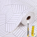 Shelf Liners for Kitchen Cabinets Non Adhesive Shelf Liner Paper Non-Slip Thickened Drawer Liner Easy to Clean for Tool Box Refrigerator with Knife and Tape Measure, Silver Geometric, 11.8 x 118 in