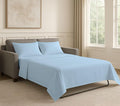 Sleeper Sofa Bed Sheet Set - Queen Size 4 PC's Sheet Set Sofa Bed Sheets - 100% Cotton 400 Thread Count Sofa Sheets - Sleeper Sofa Sheets - Fits Mattresses Up to 6" Drop - Light Blue