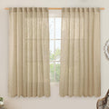 LAMIT Linen Curtains 63 Inch for Bedroom, Light Filtering Neutral Semi Sheer Window Curtains Back Tab and Rod Pocket Panels, 2 Panels, Brown, 60 x 63 Inch