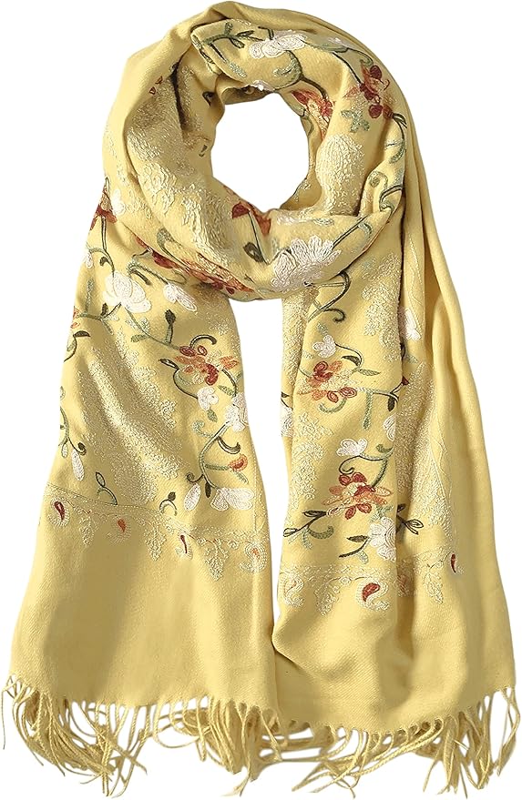 Urban CoCo Women's Embroidered Tassel Long Shawl Oversize Scarf Wraps for Women