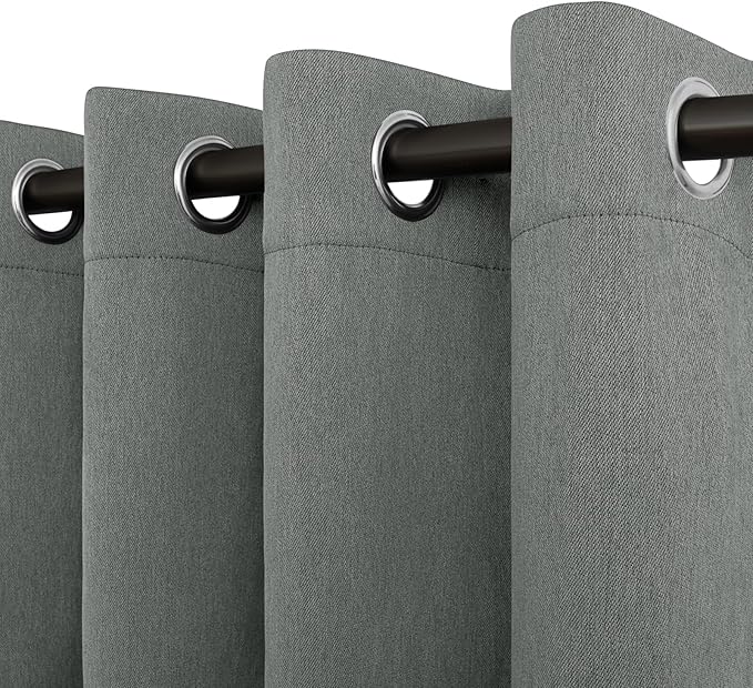 Easy-Going Linen Look Blackout Curtain Grommet Window Curtain Drapes for Bedroom, Living Room Thermal Insulated Room Darkening (2 Panels, 52x108 inch, Grey)